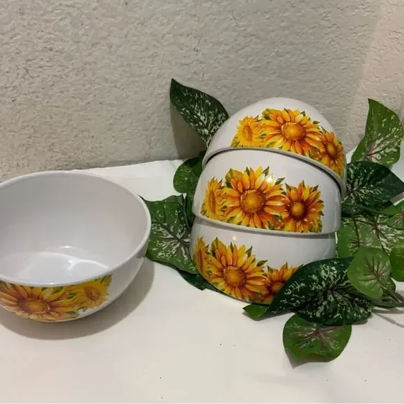 Royal Norfolk Bowls Soup Cereal Sunflower Pattern 5.5 Inch Diameter Set Of 4 A14 - Picture 2 of 8